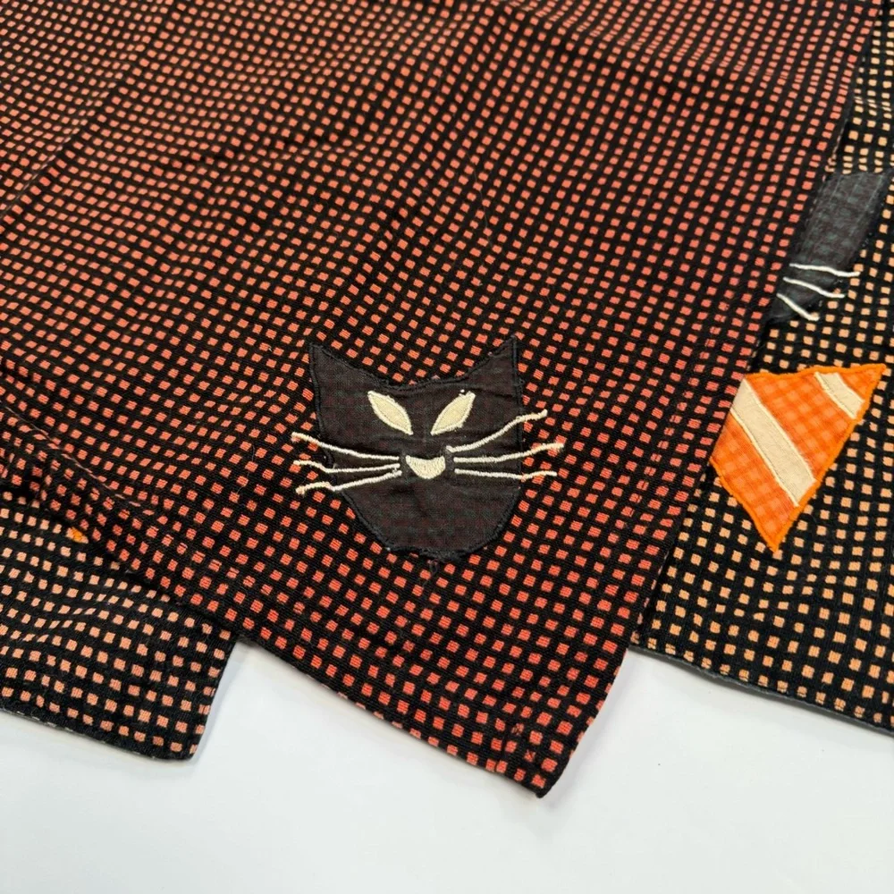 Vintage Crate&Barrel Halloween placemat napkin pumpkin cat candy orange black